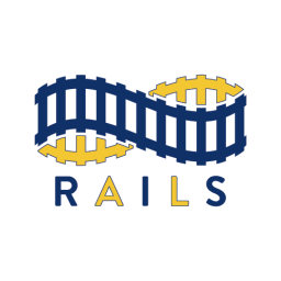 RAILS white circle logo.